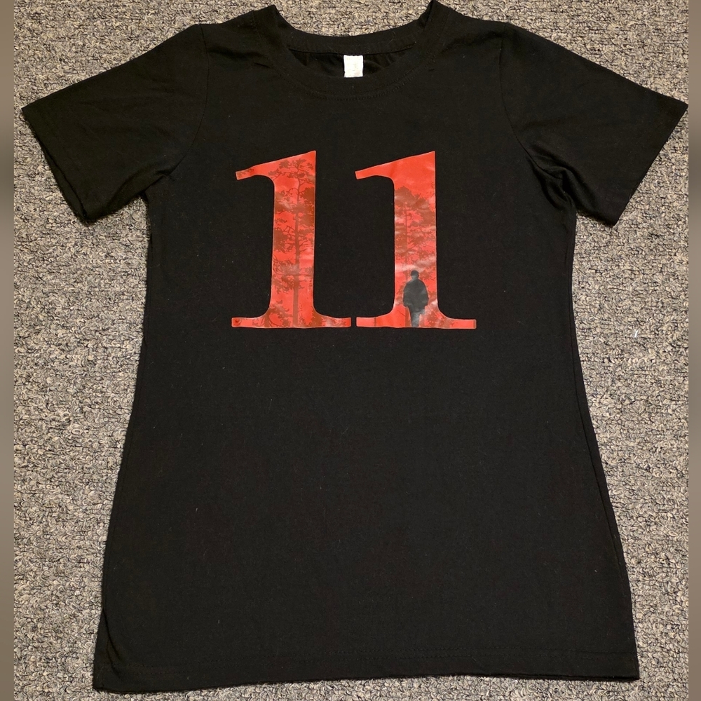 Stranger THINGS Black T-Shirt with Red 11 Graphic